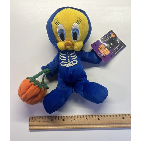 1999 Warner Bros Studio Store Skeleton Tweety Bird Mini Bean Bag-Beanie - Picture 7 of 7